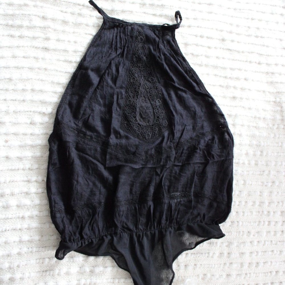 Free People Black Lace Body Suit
